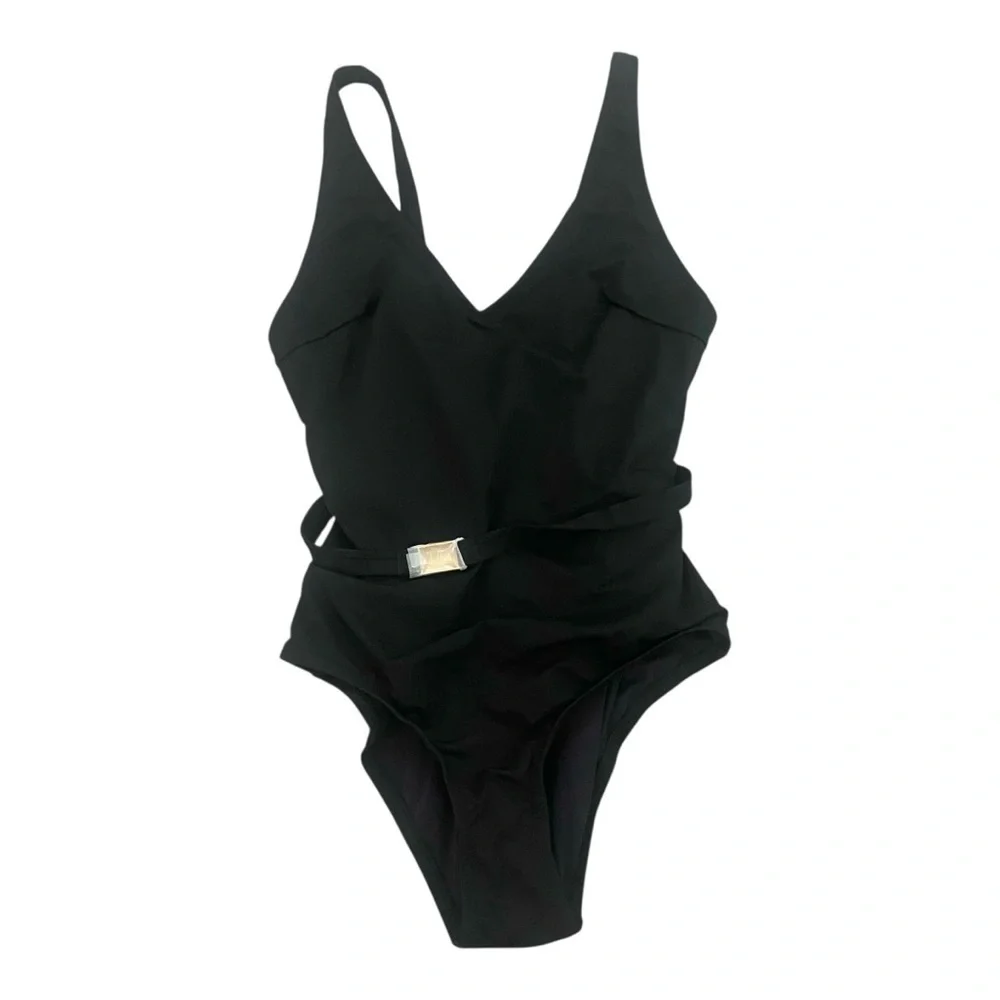 J. Crew Black One-Piece Swimsuit with Belt